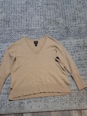 Halogen Beige V-Neck Sweater